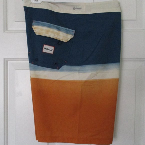 Hurley Mens Blue Orange Stretch Swim Board Short NWOT - Size 32W-34W* - Picture 1 of 4